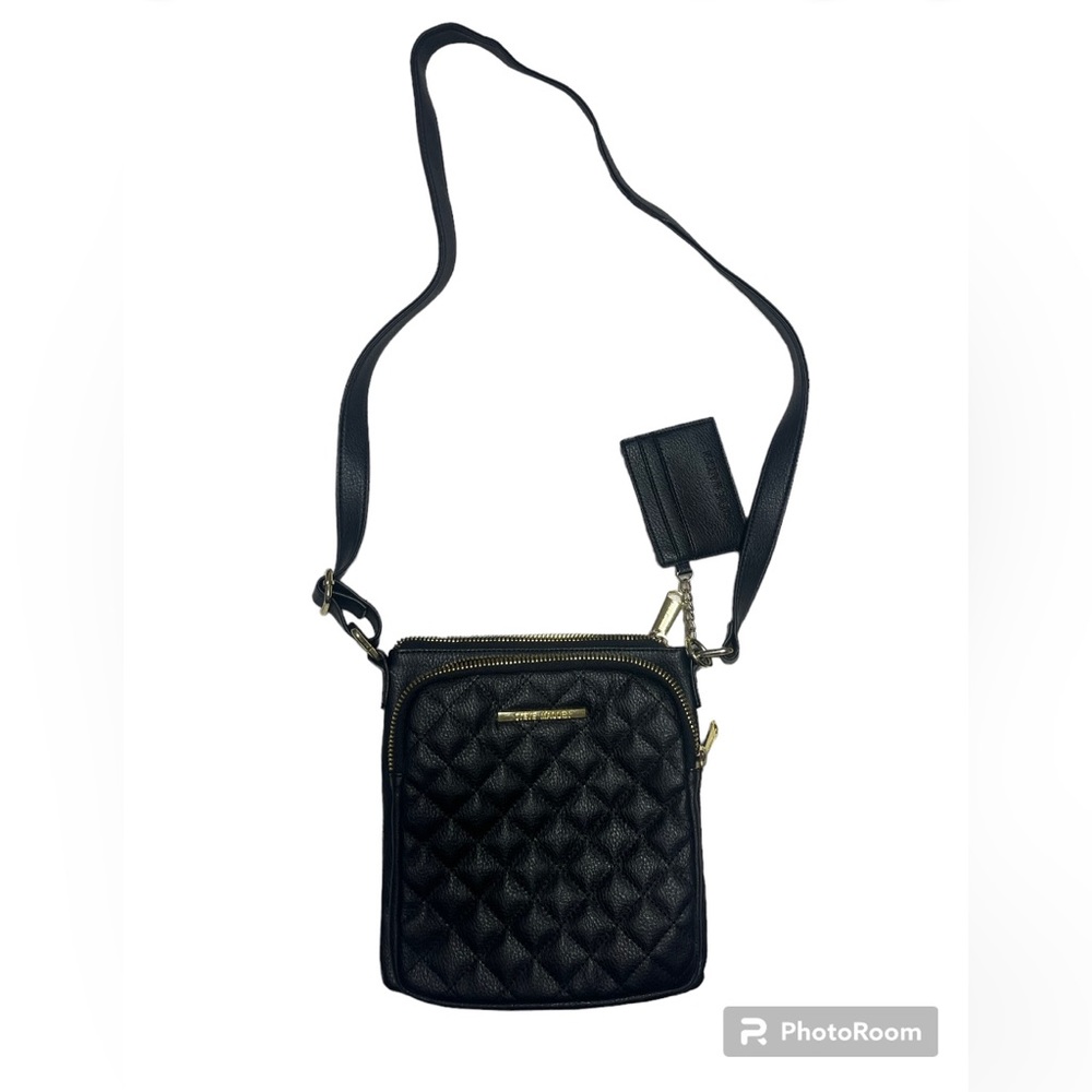 ✨STEVE MADDEN Black Adjustable Shoulder Zip Up Purse With Pockets & Wallet ✨